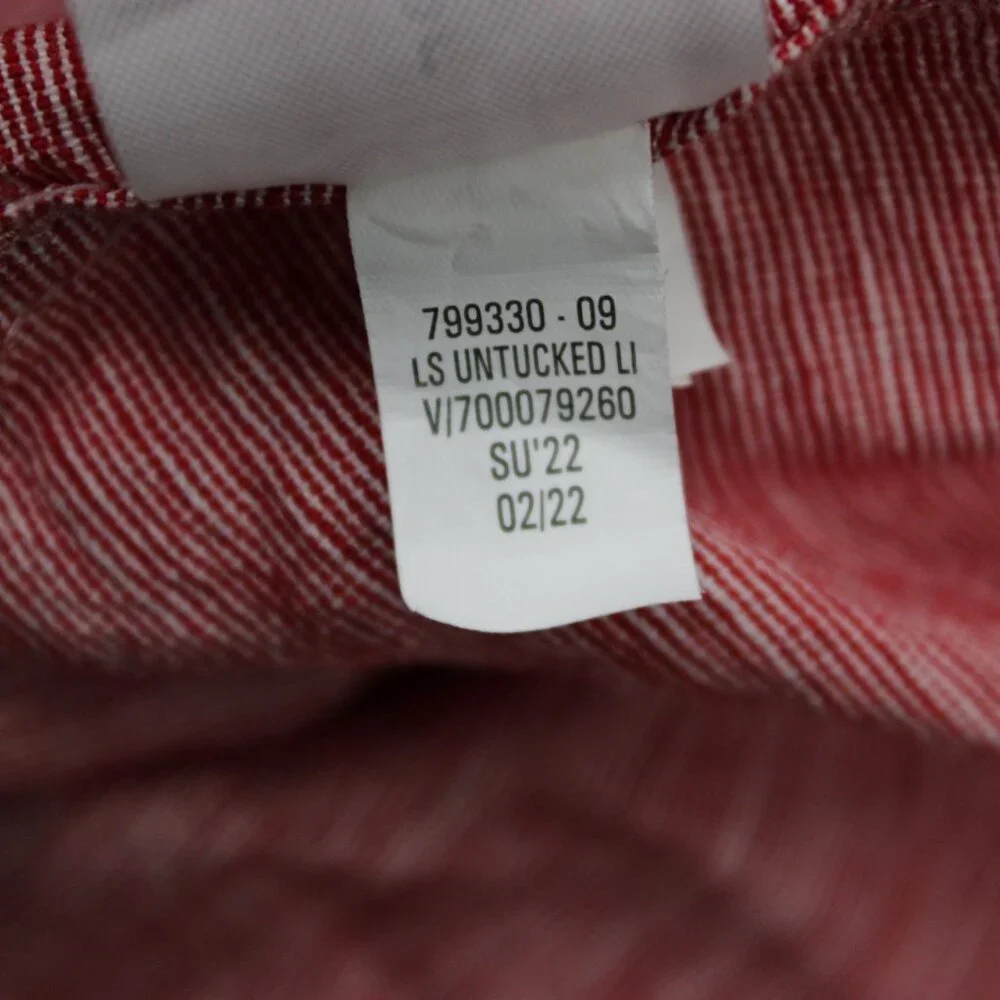 Banana Republic Shirt Adult Large Red Untucked Fit Linen/Cotton Blend L/S Button